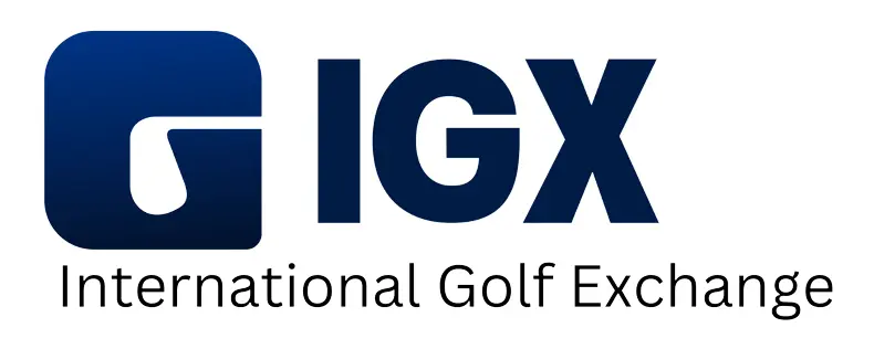 A logo displaying "IGX International Golf Exchange" in bold navy blue text, representing a global golf exchange platform, in connection with the KuyaPlay slot gaming experience.