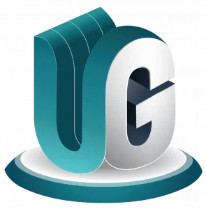 A 3D logo featuring the letters "UG" in a modern teal and white design, representing a gaming or entertainment platform, associated with the KuyaPlay slot experience.