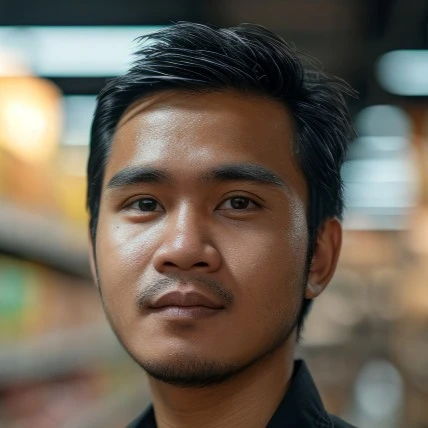 A confident man in a dark shirt standing indoors with a composed expression, representing a player ready to take advantage of the KuyaPlay free bonus.