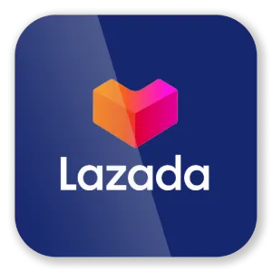 The Lazada logo displayed on a dark blue square with rounded corners, featuring a vibrant heart-shaped icon in orange and pink, representing the potential for e-commerce and payment integration with legit online casino services.