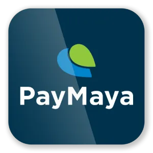 The PayMaya logo displayed on a dark blue square with rounded corners, featuring green and blue leaf-like shapes, indicating secure and convenient digital wallet transactions for legit online casino platforms.
