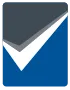 A rectangular icon featuring a stylized checkmark design in blue, white, and gray, symbolizing trust and certification for a legit online casino.